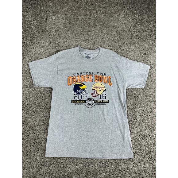 Michigan Wolverines Shirt Mens Large Gray Orange Bowl Champions Vs Seminoles - Picture 1 of 13